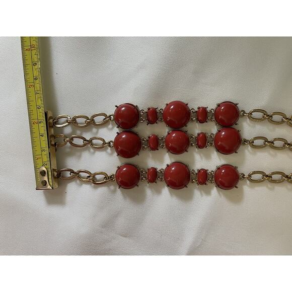Banana Republic 3 chain wide bracelet perfect condition Orange with gold chain - Picture 2 of 16
